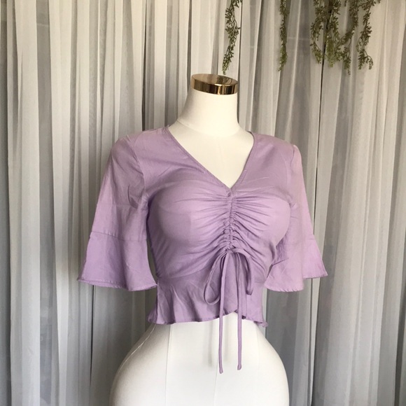 Lavender Ruched Crop Top - Picture 1 of 6